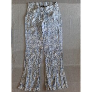 Tommy Bahama Women 6 Wheel Art Allover Drawstring ElasticWaist Flare Pants Linen